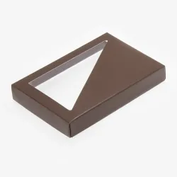 12 Choc Shiny Brown Folding Lid with Triangular Window